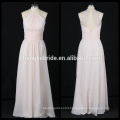 Long Chiffon Halter Bridesmaid Dress Sleeveless Pleats Party Dress Gown